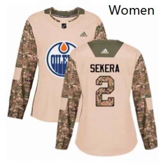 Womens Adidas Edmonton Oilers 2 Andrej Sekera Authentic Camo Veterans Day Practice NHL Jersey